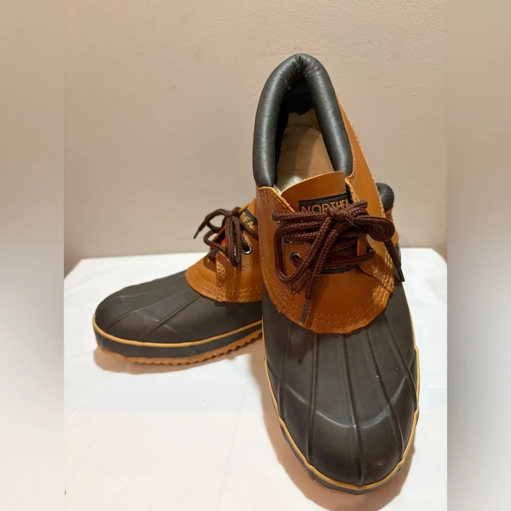 Northeast Outfitters Men's Waterproof Low-Cut Duck Boots – Tan & Brown (Size11)